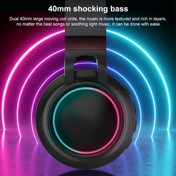 BD01 Colorful LED Bluetooth 5.0 Headphones Foldable Wireless HiFi Stereo Headset with Mic, Support TF Card / 3.5mm AUX(White)