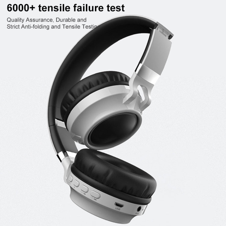 BD01 Colorful LED Bluetooth 5.0 Headphones Foldable Wireless HiFi Stereo Headset with Mic, Support TF Card / 3.5mm AUX(White)