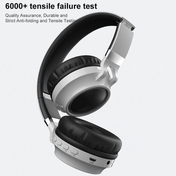 BD01 Colorful LED Bluetooth 5.0 Headphones Foldable Wireless HiFi Stereo Headset with Mic, Support TF Card / 3.5mm AUX(White)