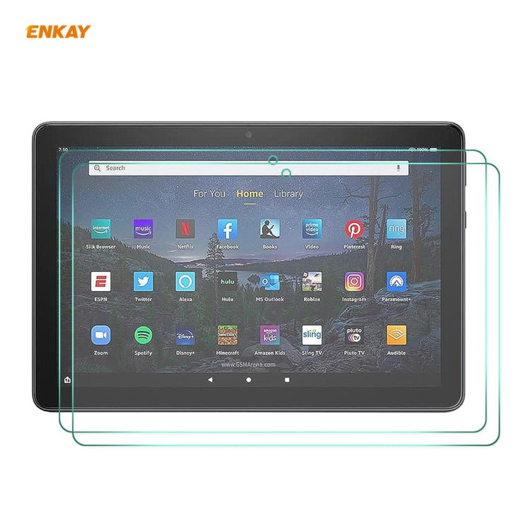 2 PCS For Amazon Fire HD 10 / HD 10 Plus 2021 ENKAY Hat-Prince 0.33mm 9H Surface Hardness 2.5D Explosion-proof Tempered Glass Protector Film