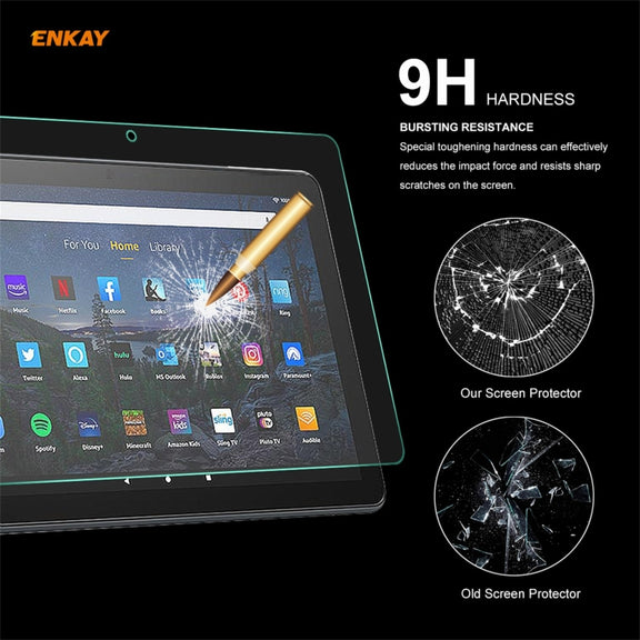 2 PCS For Amazon Fire HD 10 / HD 10 Plus 2021 ENKAY Hat-Prince 0.33mm 9H Surface Hardness 2.5D Explosion-proof Tempered Glass Protector Film