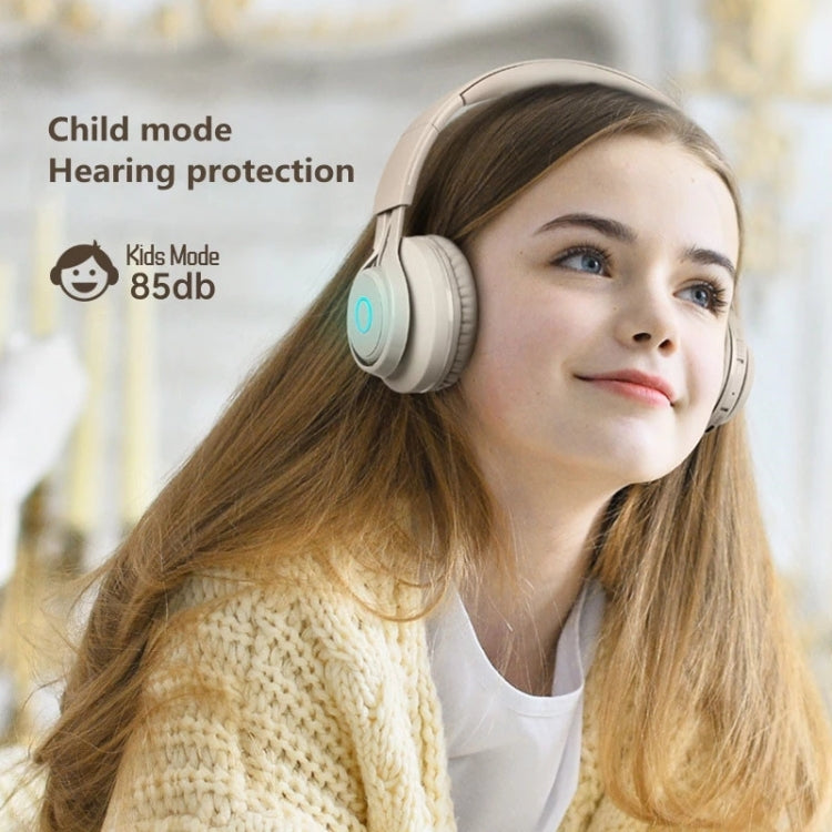 BT06C Cute Wireless Bluetooth 5.0 Headset for Children with Microphone LED Light Suppport Aux-in(Pink)