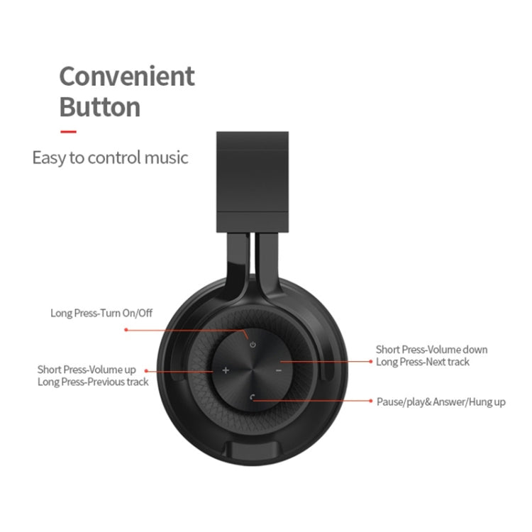 P1 Wireless Bluetooth 5.0 Stereo Soft Leather Earmuffs Foldable Headset Built-in Mic for PC / Cell Phones(Red)