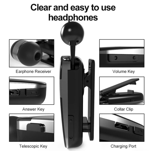 K53 Stereo Wireless Bluetooth Headset Calls Remind Vibration Wear-Clip Driver Auriculares Earphone For Phone(White)