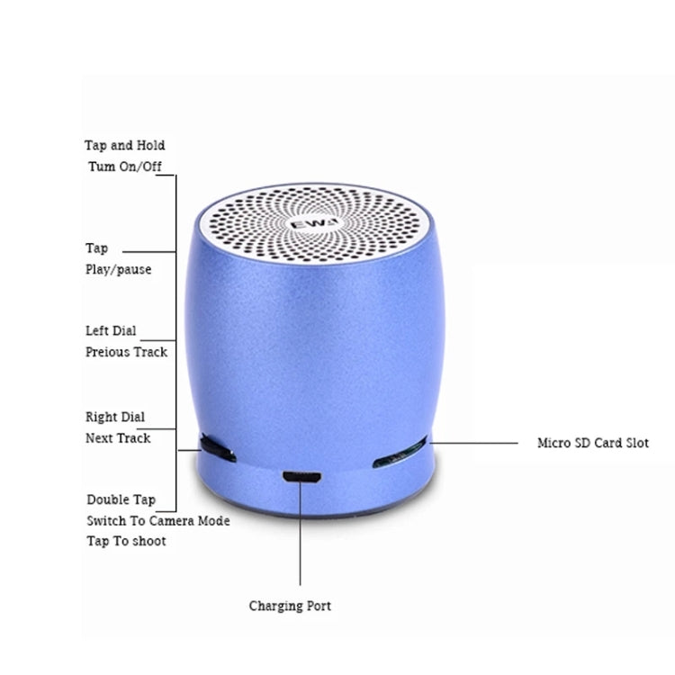 EWA A1 Portable TWS Bluetooth Wireless Speaker IPX5 Water-resistant Support TF Card(Blue)