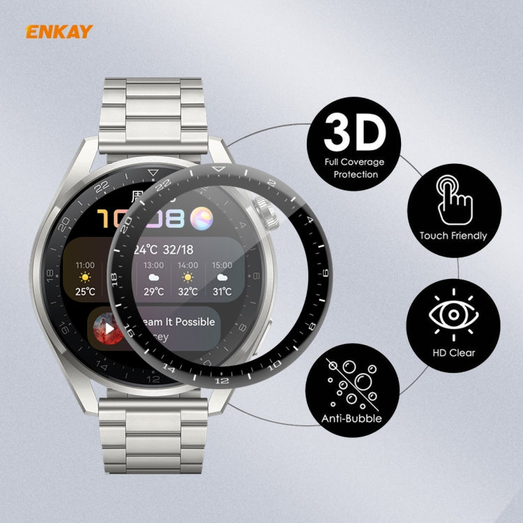 10 PCS For Huawei WATCH 3 Pro 48mm ENKAY Hat-Prince 3D Full Coverage Soft PC Edge + PMMA HD Screen Protector Film