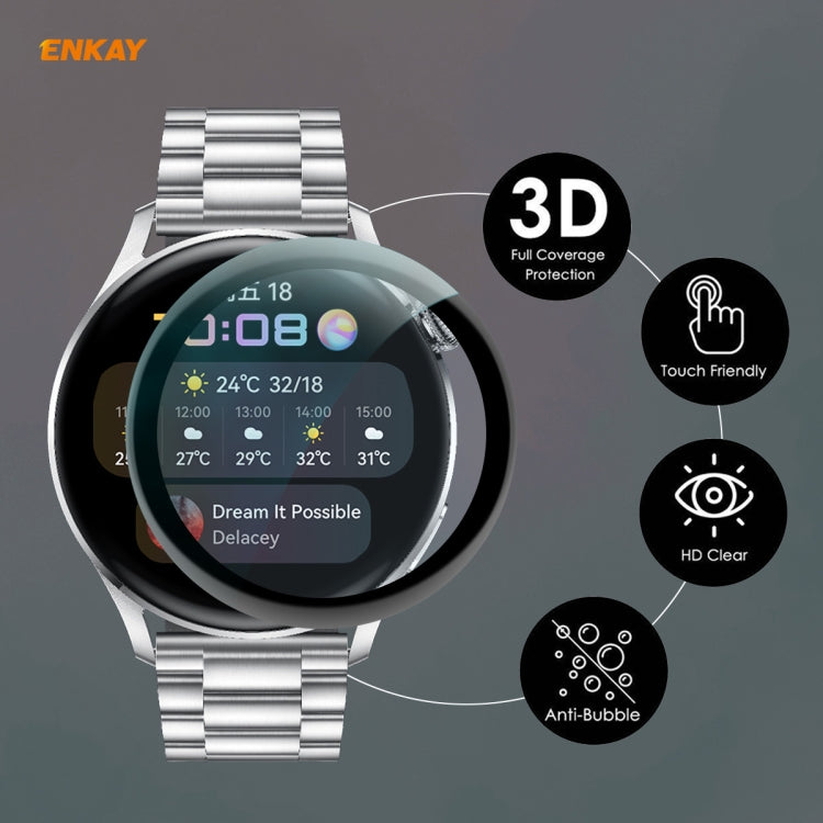 1 PC For Huawei WATCH 3 46mm ENKAY Hat-Prince 3D Full Coverage Soft PC Edge + PMMA HD Screen Protector Film