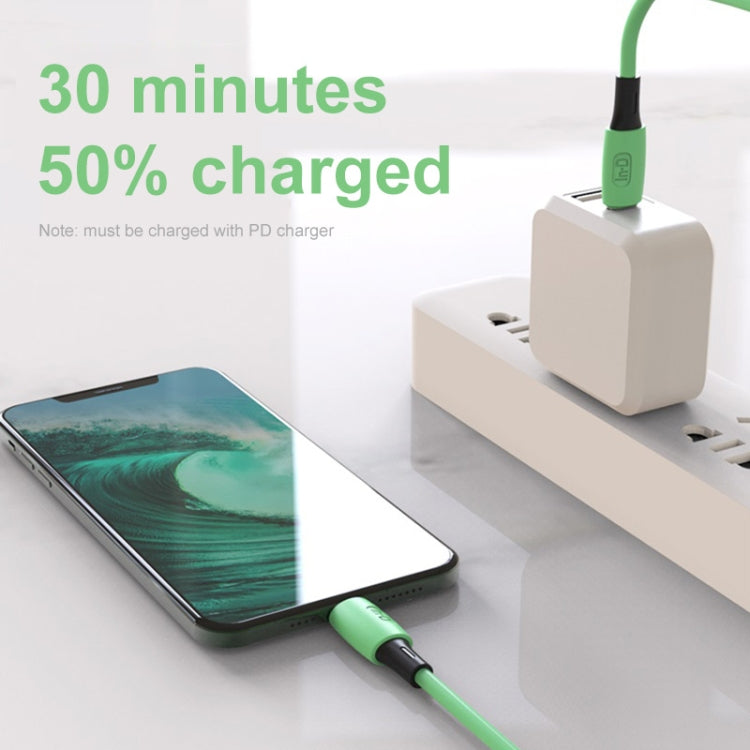 ENKAY Hat-Prince ENK-CB209 PD 20W 3A Type-C to 8 Pin Silicone Data Sync Fast Charging Cable, Cable Length: 1.2m(Green)