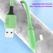 ENKAY Hat-Prince ENK-CB210 2.4A USB to 8 Pin 90 Degree Elbow Silicone Data Sync Fast Charging Cable, Cable Length: 1.2m(Green)