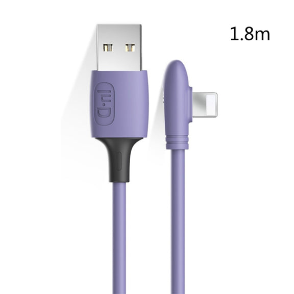 ENKAY Hat-Prince ENK-CB211 2.4A USB to 8 Pin 90 Degree Elbow Silicone Data Sync Fast Charging Cable, Cable Length: 1.8m(Purple)