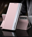 For Samsung Galaxy S21 5G Side Electroplated Magnetic Ultra-Thin Horizontal Flip Leather Case with Holder(Pink) - free shipping - PMC TechLife - Order now!
