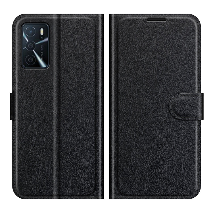 For OPPO A16 Litchi Texture Horizontal Flip Protective Case with Holder & Card Slots & Wallet(Black)