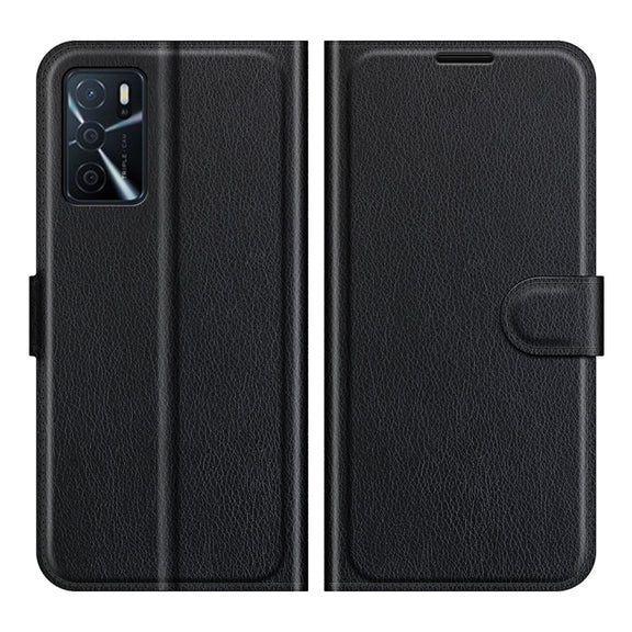 For OPPO A16 Litchi Texture Horizontal Flip Protective Case with Holder & Card Slots & Wallet(Black)