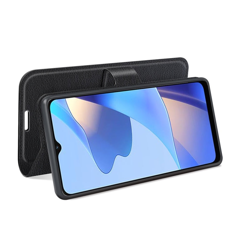 For OPPO A16 Litchi Texture Horizontal Flip Protective Case with Holder & Card Slots & Wallet(Black)
