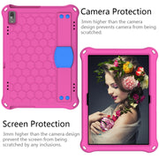 For Lenovo Tab M10 TB-X505X/F Honeycomb Design EVA + PC Material Four Corner Anti Falling Flat Protective Shell with Strap(RoseRed+Blue)