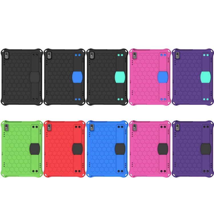 For Lenovo Tab M10 TB-X505X/F Honeycomb Design EVA + PC Material Four Corner Anti Falling Flat Protective Shell with Strap(Purple+Aqua)