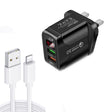 F002C QC3.0 USB + USB 2.0 LED Digital Display Fast Charger with USB to 8 Pin Data Cable, UK Plug(Black) - USB Charger by PMC TechLife | Online Shopping South Africa | PMC TechLife | Buy Now Pay Later Mobicred