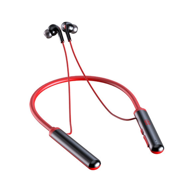 960 Neckband Magnetic Stereo Headphone with LED Display Support TF Card(Red)