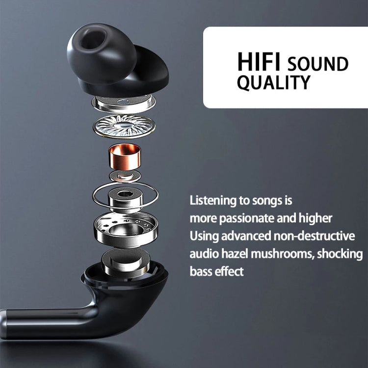 960 Neckband Magnetic Stereo Headphone with LED Display Support TF Card(Black)
