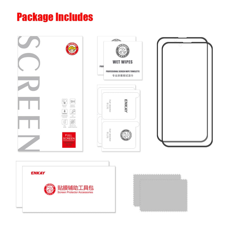 For iPhone 13 Pro Max 2pcs ENKAY Hat-Prince Anti-drop Full Glue Tempered Glass Full Screen Film Anti-fall Protector