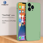 For iPhone 13 Pro Max PINWUYO Touching Series Liquid Silicone TPU Shockproof Case (Green)