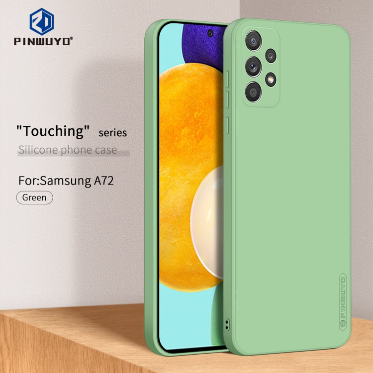 For Samsung Galaxy A72 4G/5G PINWUYO Touching Series Liquid Silicone TPU Shockproof Case(Green)