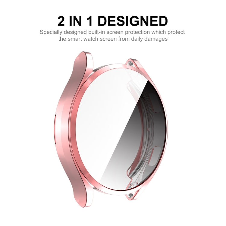 For Samsung Galaxy Watch4 44mm ENKAY Hat-Prince Full Coverage Electroplated Soft TPU Case with Screen Protection(Rose Gold)