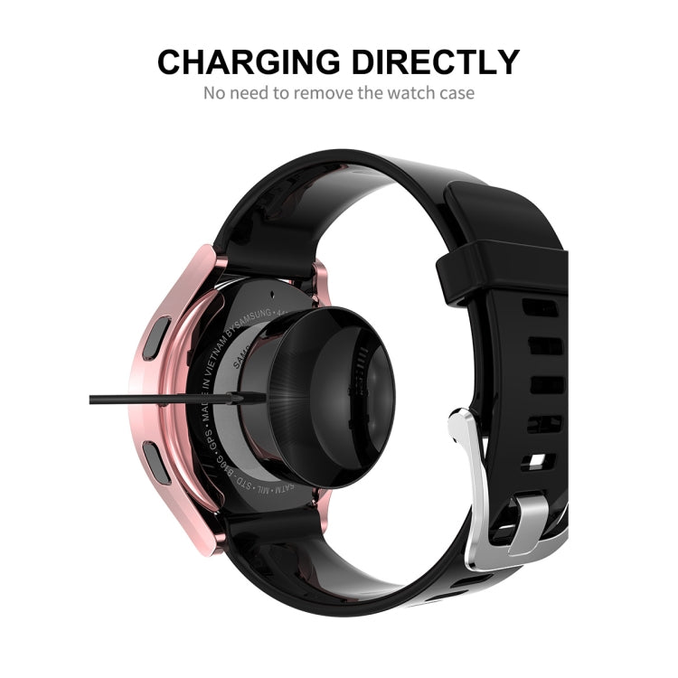 For Samsung Galaxy Watch4 44mm ENKAY Hat-Prince Full Coverage Electroplated Soft TPU Case with Screen Protection(Rose Gold)