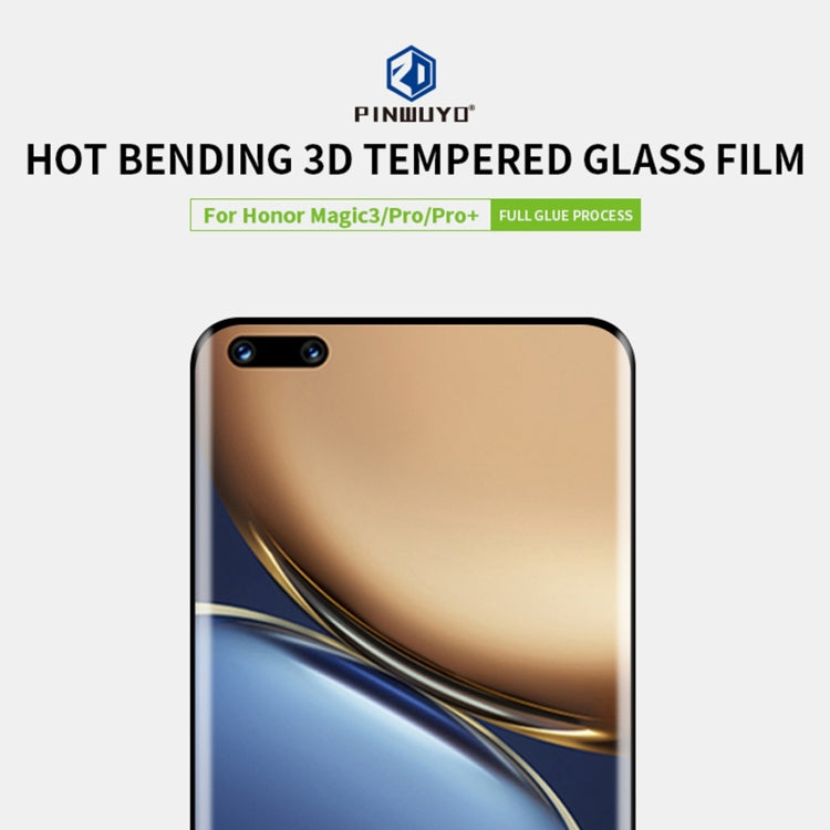 For Honor Magic 3 / Magic 3 Pro PINWUYO 9H 3D Hot Bending Tempered Glass Film(Black)