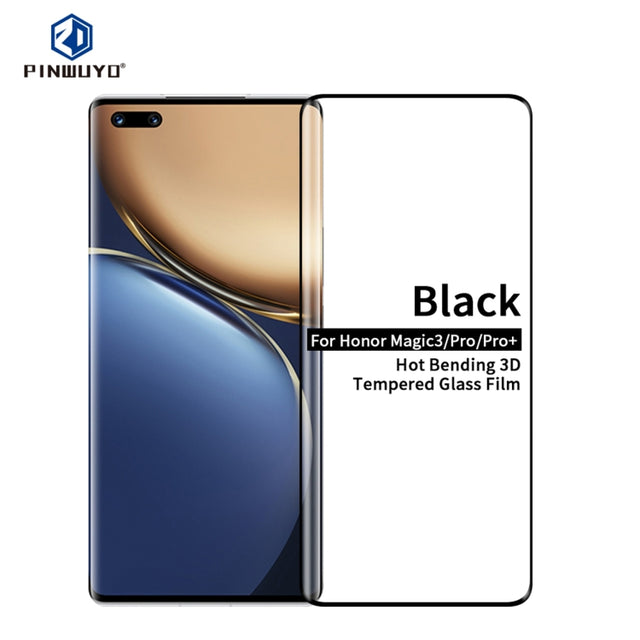 For Honor Magic 3 / Magic 3 Pro PINWUYO 9H 3D Hot Bending Tempered Glass Film(Black)