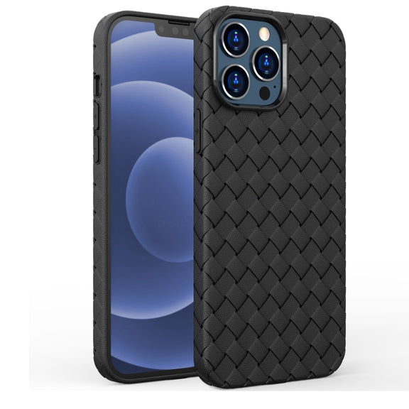 For iPhone 13 Pro Full Coverage Woven Shockproof TPU Case (Black)