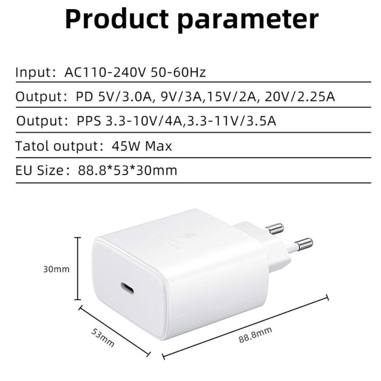 M135 45W USB-C / Type-C Port Fast Charger, EU Plug(Black)