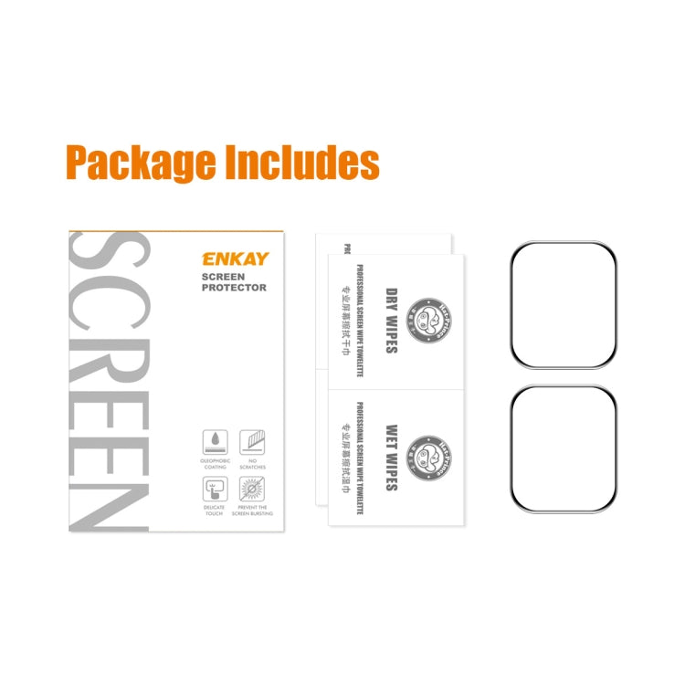 2 PCS For Apple Watch Series 7 41mm ENKAY Hat-Prince 3D Full Coverage Soft PC Edge + PMMA HD Screen Protector Film