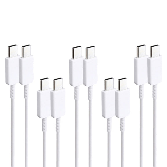 XJ-69 5 PCS 1m 3A USB-C / Type-C to Type-C TPU Charging Sync Data Cable for Mobile Phone(White)