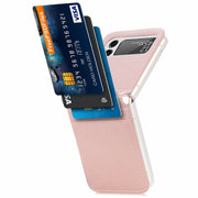 For Samsung Galaxy Z Flip3 5G Litchi Pattern Folding Leather Shockproof Card All-inclusive Case(Pink)