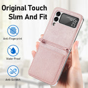 For Samsung Galaxy Z Flip3 5G Litchi Pattern Folding Leather Shockproof Card All-inclusive Case(Pink)