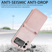 For Samsung Galaxy Z Flip3 5G Litchi Pattern Folding Leather Shockproof Card All-inclusive Case(Pink)