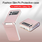 For Samsung Galaxy Z Flip3 5G Litchi Pattern Folding Leather Shockproof Card All-inclusive Case(Pink)