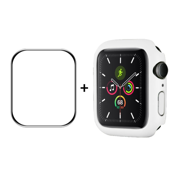 ENKAY Hat-Prince PC Frame + Full Coverage PMMA HD Screen Protector Film For Apple Watch Series 8 / 7 41mm(White)