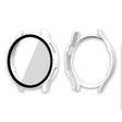 ENKAY Hat-Prince Full Coverage PC Frame + Tempered Glass Protector Composite Case for Samsung Galaxy Watch4 44mm(White) - Watch Cases by ENKAY