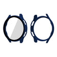 ENKAY Hat-Prince Full Coverage PC Frame + Tempered Glass Protector Composite Case for Samsung Galaxy Watch4 44mm(Dark Blue) - Watch Cases by ENKAY