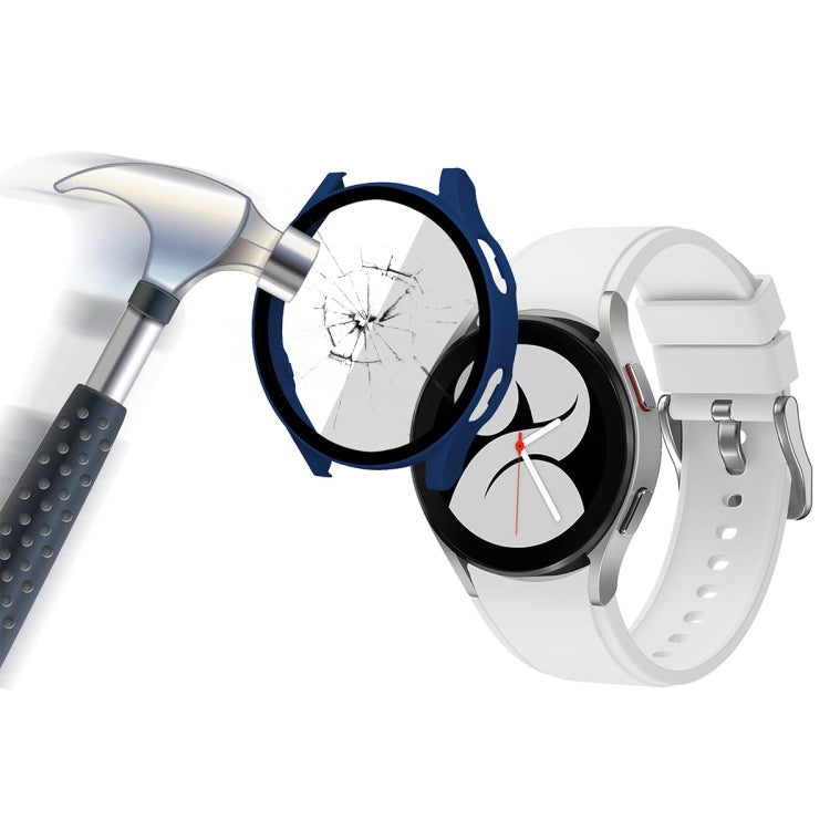 ENKAY Hat-Prince Full Coverage PC Frame + Tempered Glass Protector Composite Case for Samsung Galaxy Watch4 44mm(Dark Blue) - Watch Cases by ENKAY