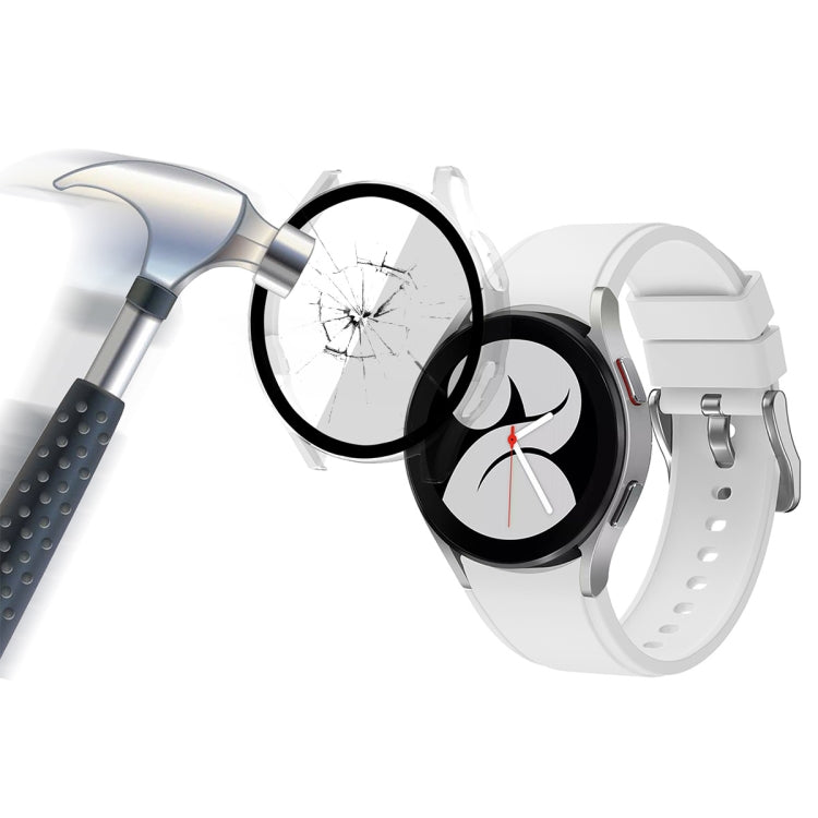 ENKAY Hat-Prince Full Coverage PC Frame + Tempered Glass Protector Composite Case for Samsung Galaxy Watch4 44mm(Transparent) - Watch Cases by ENKAY