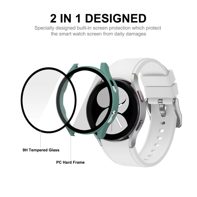ENKAY Hat-Prince Full Coverage PC Frame + Tempered Glass Protector Composite Case for Samsung Galaxy Watch4 44mm(Transparent) - Watch Cases by ENKAY