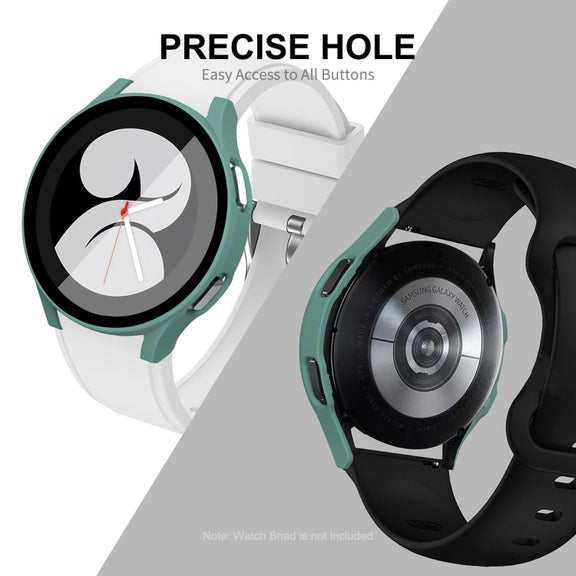 ENKAY Hat-Prince Full Coverage PC Frame + Tempered Glass Protector Composite Case for Samsung Galaxy Watch4 44mm(Transparent) - Watch Cases by ENKAY