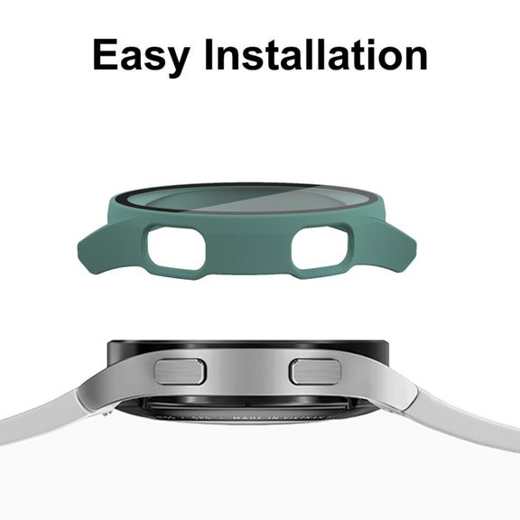 ENKAY Hat-Prince Full Coverage PC Frame + Tempered Glass Protector Composite Case for Samsung Galaxy Watch4 44mm(Transparent) - Watch Cases by ENKAY