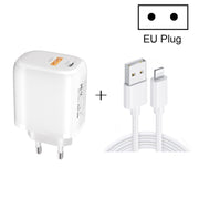 CS-20W Mini Portable PD3.0 + QC3.0 Dual Ports Fast Charger with 3A USB to 8 Pin Data Cable(EU Plug)