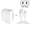 CS-20W Mini Portable PD3.0 + QC3.0 Dual Ports Fast Charger with 3A USB to 8 Pin Data Cable(US Plug) - free shipping - PMC TechLife - Order now!