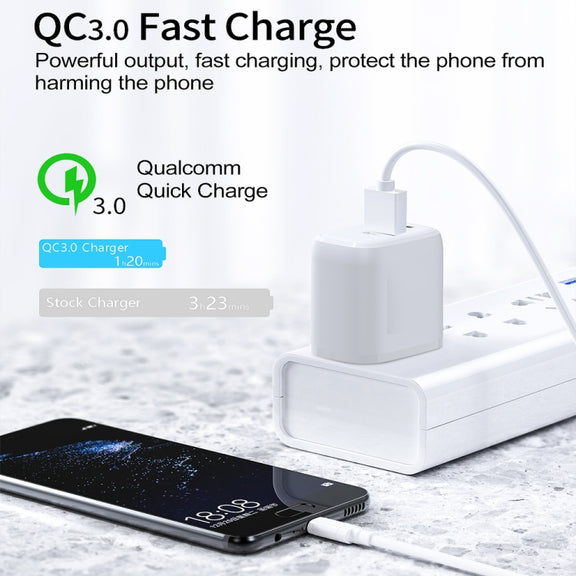 CS-20W Mini Portable PD3.0 + QC3.0 Dual Ports Fast Charger with 3A Type-C to 8 Pin Data Cable(EU Plug)