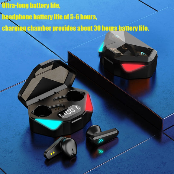 TWS-Y04 Bluetooth 5.0 TWS Binaural True Stereo Touch Control Gaming Earphone with LED Charging Case(Black)